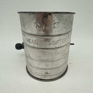 Vintage C&S 3 Cup Measuring Sifter Black Handle